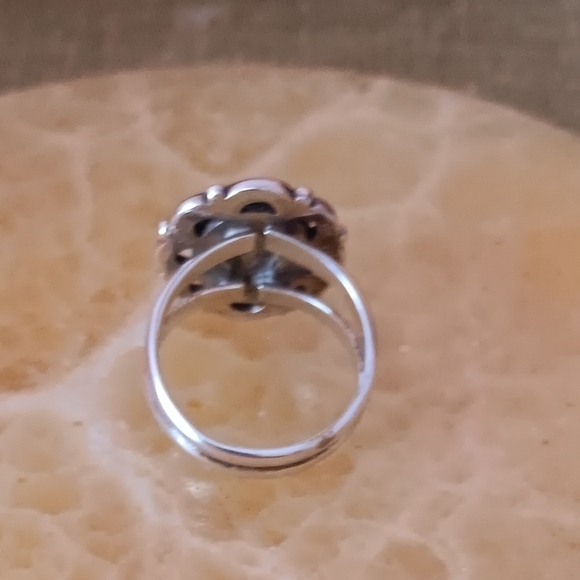 925 Silver Double Band Turquoise Ring - Picture 9 of 13